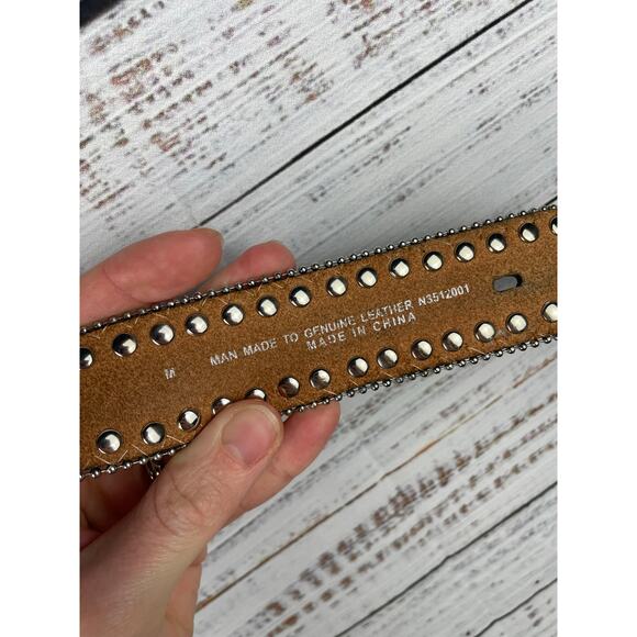 Blazing Roxx Black Studded Rhinestone Belt Cowgirl Western Medium Bling Leather - Picture 5 of 6